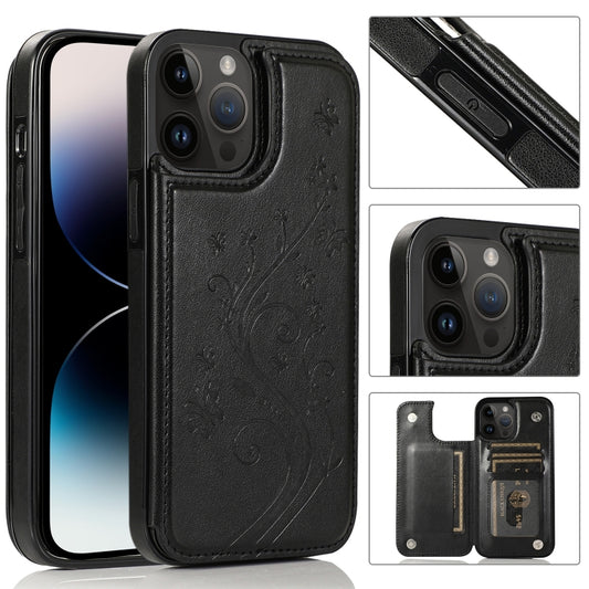 Butterflies Flowers Double Buckle Case, For iPhone 14 Pro Max, For iPhone 14 Pro, For iPhone 14, For iPhone 14 Plus