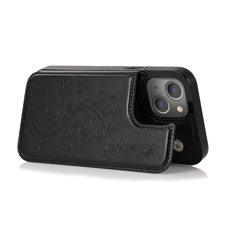 Butterflies Flowers Double Buckle Case, For iPhone 14 Pro Max, For iPhone 14 Pro, For iPhone 14, For iPhone 14 Plus