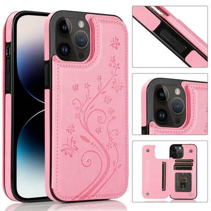 Butterflies Flowers Double Buckle Case, For iPhone 14 Pro Max, For iPhone 14 Pro, For iPhone 14, For iPhone 14 Plus
