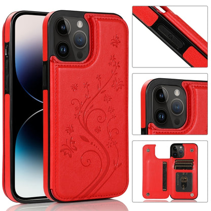 Butterflies Flowers Double Buckle Case, For iPhone 14 Pro Max, For iPhone 14 Pro, For iPhone 14, For iPhone 14 Plus