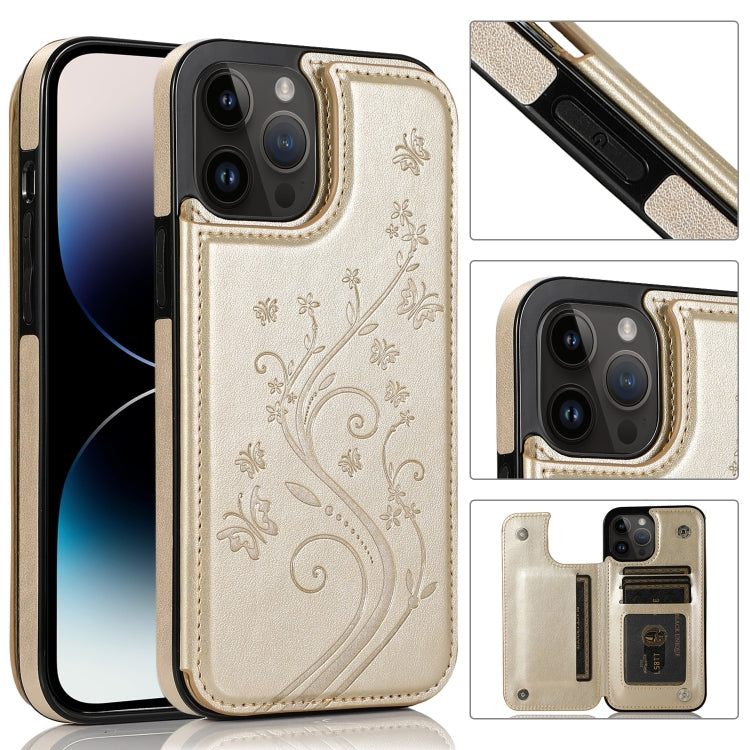 Butterflies Flowers Double Buckle Case, For iPhone 14 Pro Max, For iPhone 14 Pro, For iPhone 14, For iPhone 14 Plus