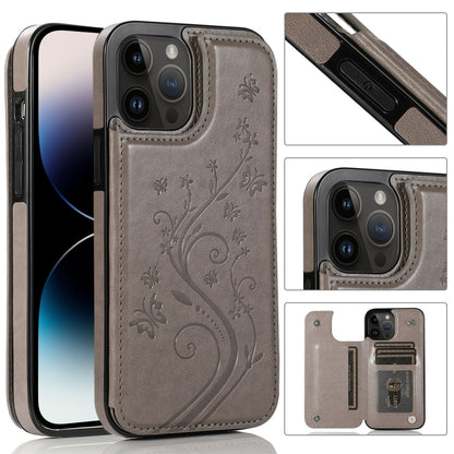 Butterflies Flowers Double Buckle Case, For iPhone 14 Pro Max, For iPhone 14 Pro, For iPhone 14, For iPhone 14 Plus
