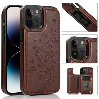 Butterflies Flowers Double Buckle Case, For iPhone 14 Pro Max, For iPhone 14 Pro, For iPhone 14, For iPhone 14 Plus