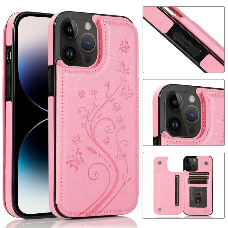 Butterflies Flowers Double Buckle Case, For iPhone 14 Pro Max, For iPhone 14 Pro, For iPhone 14, For iPhone 14 Plus