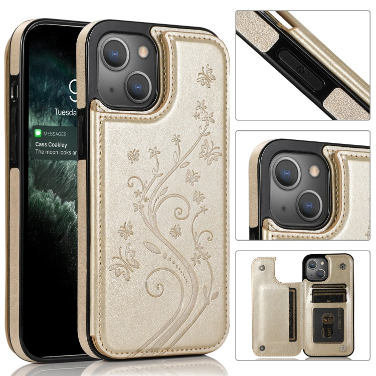 Butterflies Flowers Double Buckle Case, For iPhone 14 Pro Max, For iPhone 14 Pro, For iPhone 14, For iPhone 14 Plus