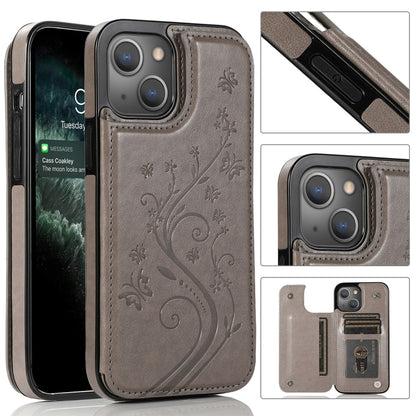 Butterflies Flowers Double Buckle Case, For iPhone 14 Pro Max, For iPhone 14 Pro, For iPhone 14, For iPhone 14 Plus