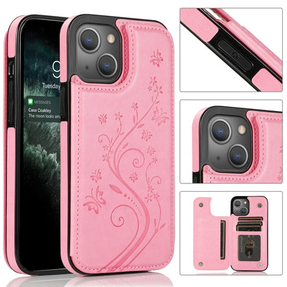 Butterflies Flowers Double Buckle Case, For iPhone 14 Pro Max, For iPhone 14 Pro, For iPhone 14, For iPhone 14 Plus