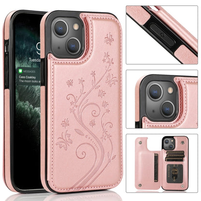 Butterflies Flowers Double Buckle Case, For iPhone 14 Pro Max, For iPhone 14 Pro, For iPhone 14, For iPhone 14 Plus