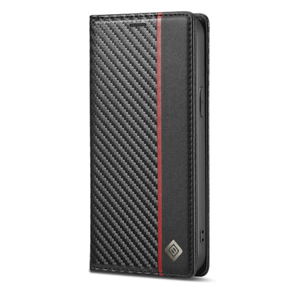 LC.IMEEKE Carbon Fiber PU + TPU Leather Case, For iPhone 14, For iPhone 14 Plus, For iPhone 14 Pro, For iPhone 14 Pro Max