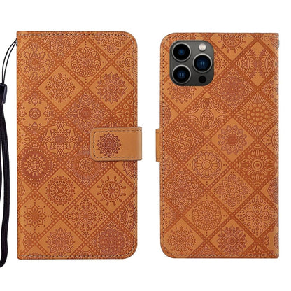 Ethnic Style Embossed Pattern Leather Phone Case, For iPhone 14, For iPhone 14 Plus, For iPhone 14 Pro, For iPhone 14 Pro Max
