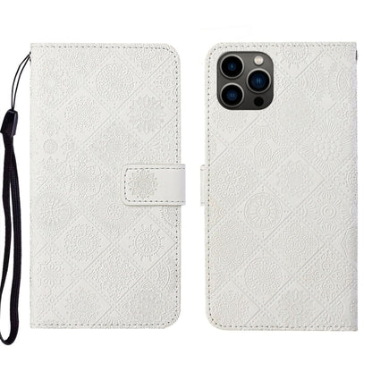 Ethnic Style Embossed Pattern Leather Phone Case, For iPhone 14, For iPhone 14 Plus, For iPhone 14 Pro, For iPhone 14 Pro Max