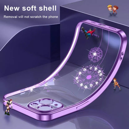 Electroplating Diamond Dandelion TPU Phone Case, For iPhone 14, For iPhone 14 Plus, For iPhone 14 Pro, For iPhone 14 Pro Max
