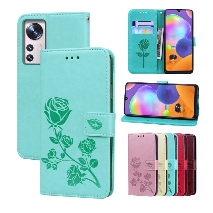 Rose Embossed Flip PU Leather Phone Case, For Xiaomi 12 Lite, For Xiaomi 12 Pro, For Xiaomi Redmi Note 11T Pro 5G, For Xiaomi Poco M4 Pro 4G, For Xiaomi Poco X4 Pro 5G