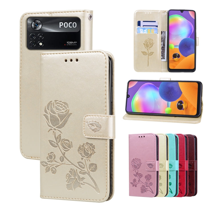 Rose Embossed Flip PU Leather Phone Case, For Xiaomi 12 Lite, For Xiaomi 12 Pro, For Xiaomi Redmi Note 11T Pro 5G, For Xiaomi Poco M4 Pro 4G, For Xiaomi Poco X4 Pro 5G