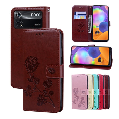 Rose Embossed Flip PU Leather Phone Case, For Xiaomi 12 Lite, For Xiaomi 12 Pro, For Xiaomi Redmi Note 11T Pro 5G, For Xiaomi Poco M4 Pro 4G, For Xiaomi Poco X4 Pro 5G