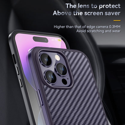 SULADA Carbon Fiber Textured Shockproof Metal + TPU Frame Case, For iPhone 14, For iPhone 14 Plus, For iPhone 14 Pro, For iPhone 14 Pro Max