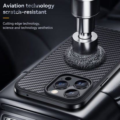 SULADA Carbon Fiber Textured Shockproof Metal + TPU Frame Case, For iPhone 14, For iPhone 14 Plus, For iPhone 14 Pro, For iPhone 14 Pro Max