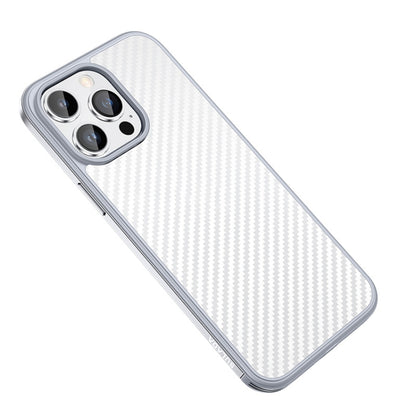 SULADA Carbon Fiber Textured Shockproof Metal + TPU Frame Case, For iPhone 14, For iPhone 14 Plus, For iPhone 14 Pro, For iPhone 14 Pro Max
