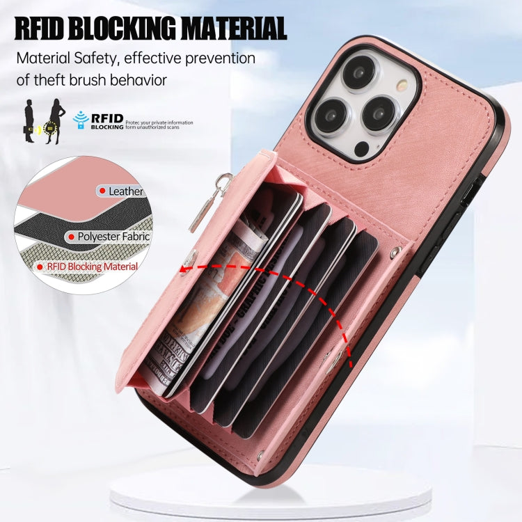 Zipper RFID Card Slot Phone Case with Short Lanyard, For iPhone 12 mini, For iPhone 12 / 12 Pro, For iPhone 12 Pro Max, For iPhone 11, For iPhone 11 Pro, For iPhone 11 Pro Max