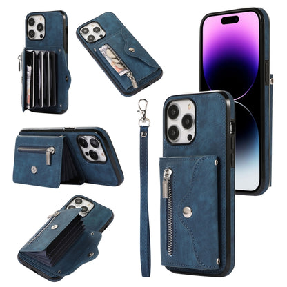 Zipper RFID Card Slot Phone Case with Short Lanyard, For iPhone 12 mini, For iPhone 12 / 12 Pro, For iPhone 12 Pro Max, For iPhone 11, For iPhone 11 Pro, For iPhone 11 Pro Max