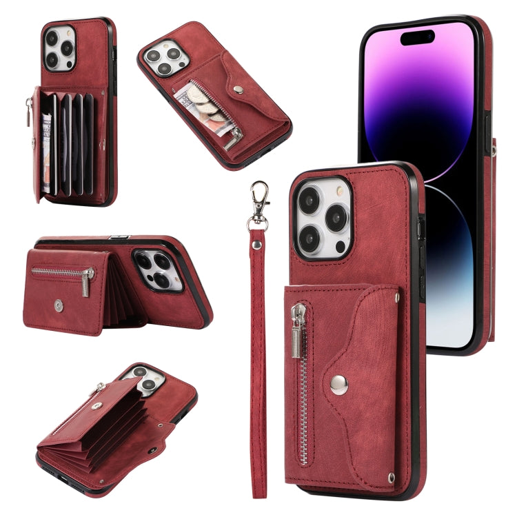 Zipper RFID Card Slot Phone Case with Short Lanyard, For iPhone 12 mini, For iPhone 12 / 12 Pro, For iPhone 12 Pro Max, For iPhone 11, For iPhone 11 Pro, For iPhone 11 Pro Max