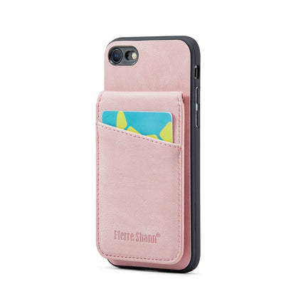 Fierre Shann Crazy Horse Card Holder Back Cover PU Phone Case, For iPhone SE 2022 / 2020 / 7 / 8