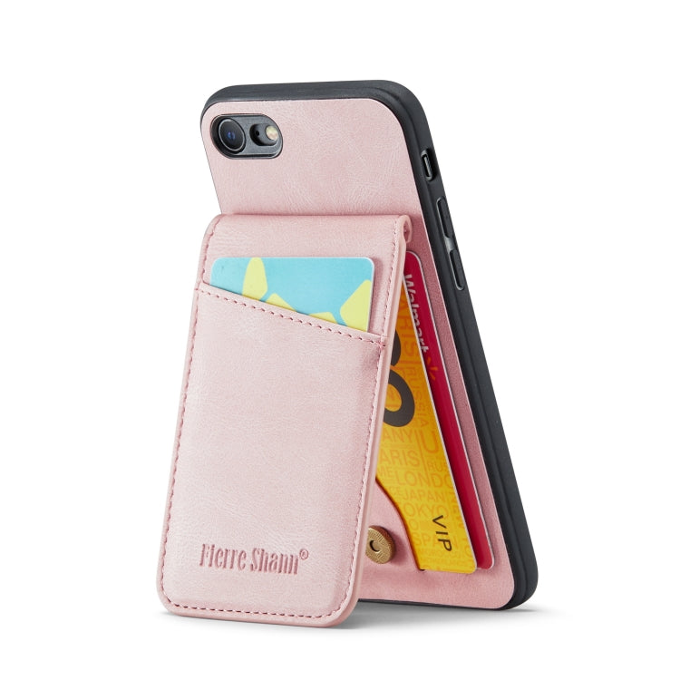Fierre Shann Crazy Horse Card Holder Back Cover PU Phone Case, For iPhone SE 2022 / 2020 / 7 / 8