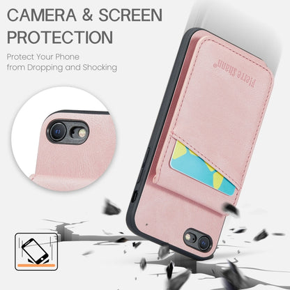 Fierre Shann Crazy Horse Card Holder Back Cover PU Phone Case, For iPhone SE 2022 / 2020 / 7 / 8