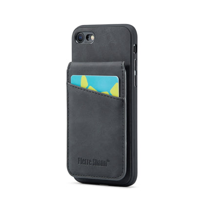 Fierre Shann Crazy Horse Card Holder Back Cover PU Phone Case, For iPhone SE 2022 / 2020 / 7 / 8