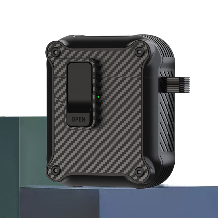 Carbon Fiber Magnetic Automatic Switch Earphone Protective Case, For AirPods 4, For AirPods Pro 2, For AirPods 3, For AirPods Pro, For AirPods 1 / 2