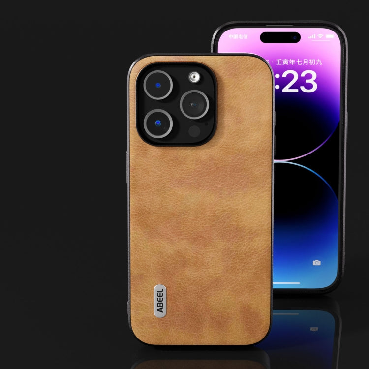 ABEEL Retro Litchi Texture PU Phone Case, For iPhone 15 Pro Max, For iPhone 15 Pro, For iPhone 15 Plus, For iPhone 15, For iPhone 14 Plus, For iPhone 14, For iPhone 14 Pro, For iPhone 14 Pro Max