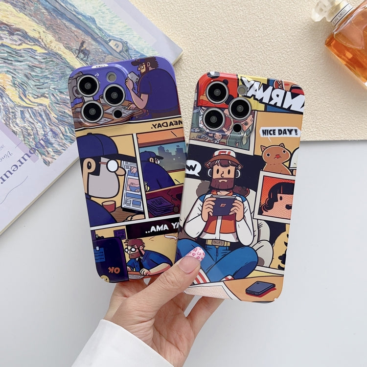 Painted Pattern Precise Hole PC Phone Case, For iPhone 15 Pro