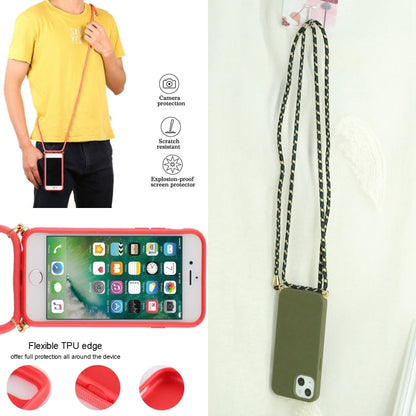 Wheat Straw TPU Shockproof Phone Case with Neck Lanyard, For iPhone 15 Plus, For iPhone 15
