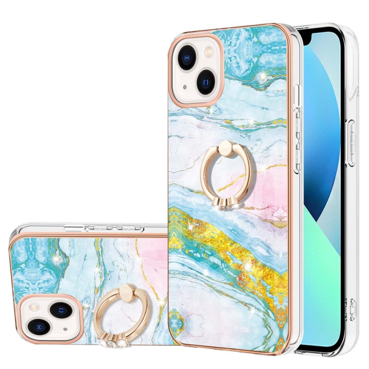 Electroplating Marble Pattern IMD TPU Shockproof Case with Ring Holder, For iPhone 15 Pro Max, For iPhone 15 Pro, For iPhone 15 Plus, For iPhone 15