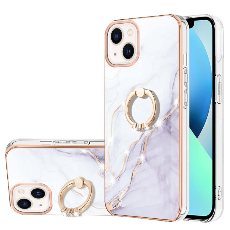 Electroplating Marble Pattern IMD TPU Shockproof Case with Ring Holder, For iPhone 15 Pro Max, For iPhone 15 Pro, For iPhone 15 Plus, For iPhone 15