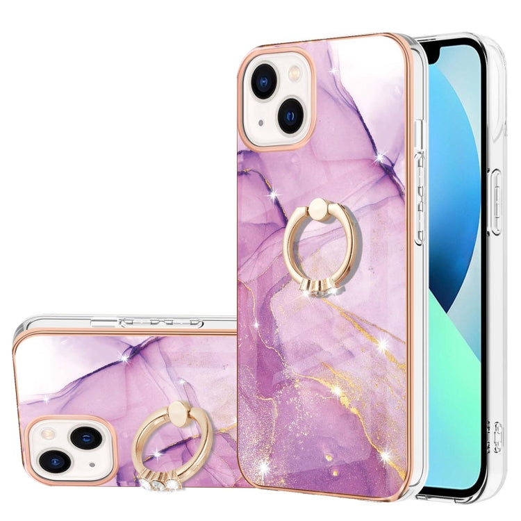 Electroplating Marble Pattern IMD TPU Shockproof Case with Ring Holder, For iPhone 15 Pro Max, For iPhone 15 Pro, For iPhone 15 Plus, For iPhone 15