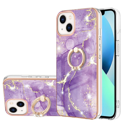 Electroplating Marble Pattern IMD TPU Shockproof Case with Ring Holder, For iPhone 15 Pro Max, For iPhone 15 Pro, For iPhone 15 Plus, For iPhone 15