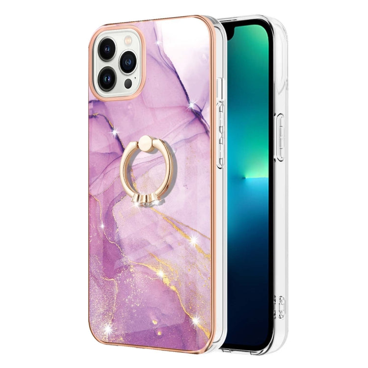 Electroplating Marble Pattern IMD TPU Shockproof Case with Ring Holder, For iPhone 15 Pro Max, For iPhone 15 Pro, For iPhone 15 Plus, For iPhone 15
