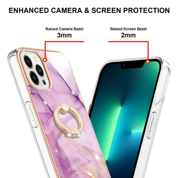 Electroplating Marble Pattern IMD TPU Shockproof Case with Ring Holder, For iPhone 15 Pro Max, For iPhone 15 Pro, For iPhone 15 Plus, For iPhone 15