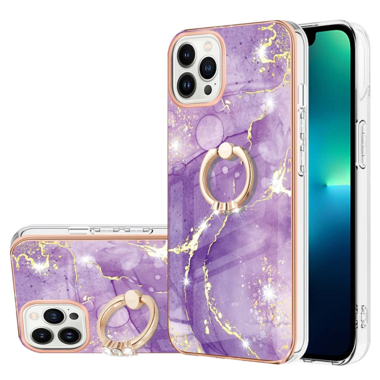 Electroplating Marble Pattern IMD TPU Shockproof Case with Ring Holder, For iPhone 15 Pro Max, For iPhone 15 Pro, For iPhone 15 Plus, For iPhone 15