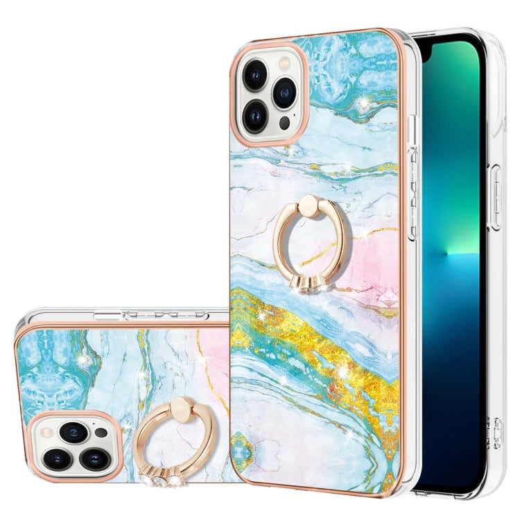 Electroplating Marble Pattern IMD TPU Shockproof Case with Ring Holder, For iPhone 15 Pro Max, For iPhone 15 Pro, For iPhone 15 Plus, For iPhone 15