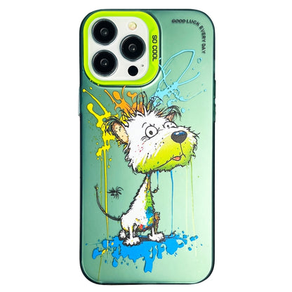 Double Layer Color Silver Series Animal Oil Painting Phone Case, For iPhone 15 Pro, For iPhone 14 Pro