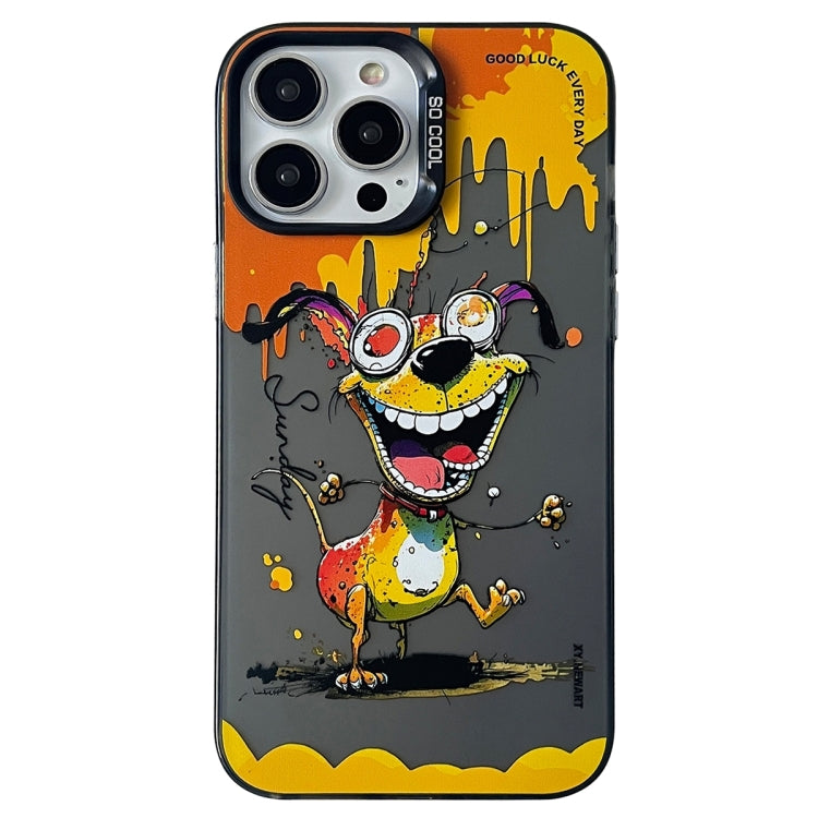 Double Layer Color Silver Series Animal Oil Painting Phone Case, For iPhone 15 Pro, For iPhone 14 Pro