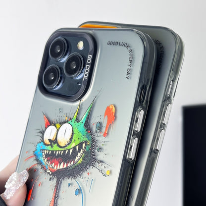 Double Layer Color Silver Series Animal Oil Painting Phone Case, For iPhone 15 Pro, For iPhone 14 Pro