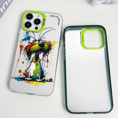 Double Layer Color Silver Series Animal Oil Painting Phone Case, For iPhone 15 Pro, For iPhone 14 Pro