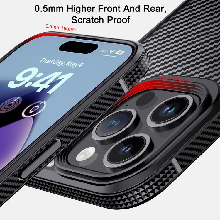 iPAKY MG Series Carbon Fiber PC + TPU Protective Phone Case, For iPhone 15 Pro, For iPhone 15 Plus, For iPhone 15