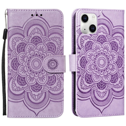 Mandala Embossing Pattern Horizontal Flip Leather Phone Case, For iPhone 15 Plus, For iPhone 15