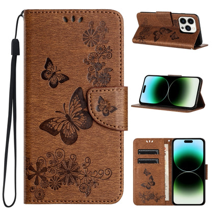 Butterfly Embossed Flip Leather Phone Case, For iPhone 15 Pro, For iPhone 15 Plus, For iPhone 15