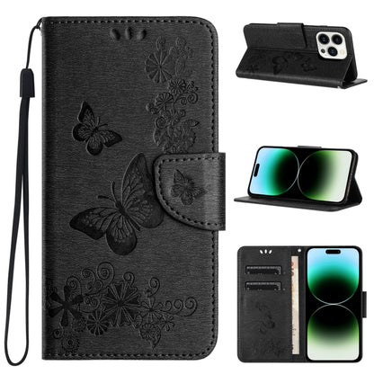 Butterfly Embossed Flip Leather Phone Case, For iPhone 15 Pro, For iPhone 15 Plus, For iPhone 15