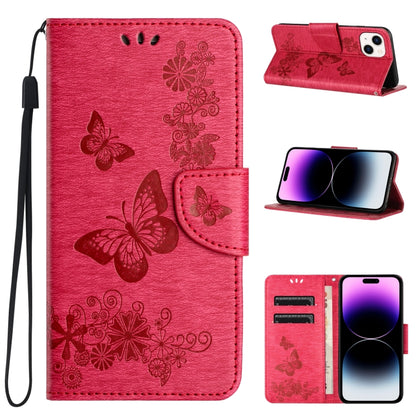 Butterfly Embossed Flip Leather Phone Case, For iPhone 15 Pro, For iPhone 15 Plus, For iPhone 15